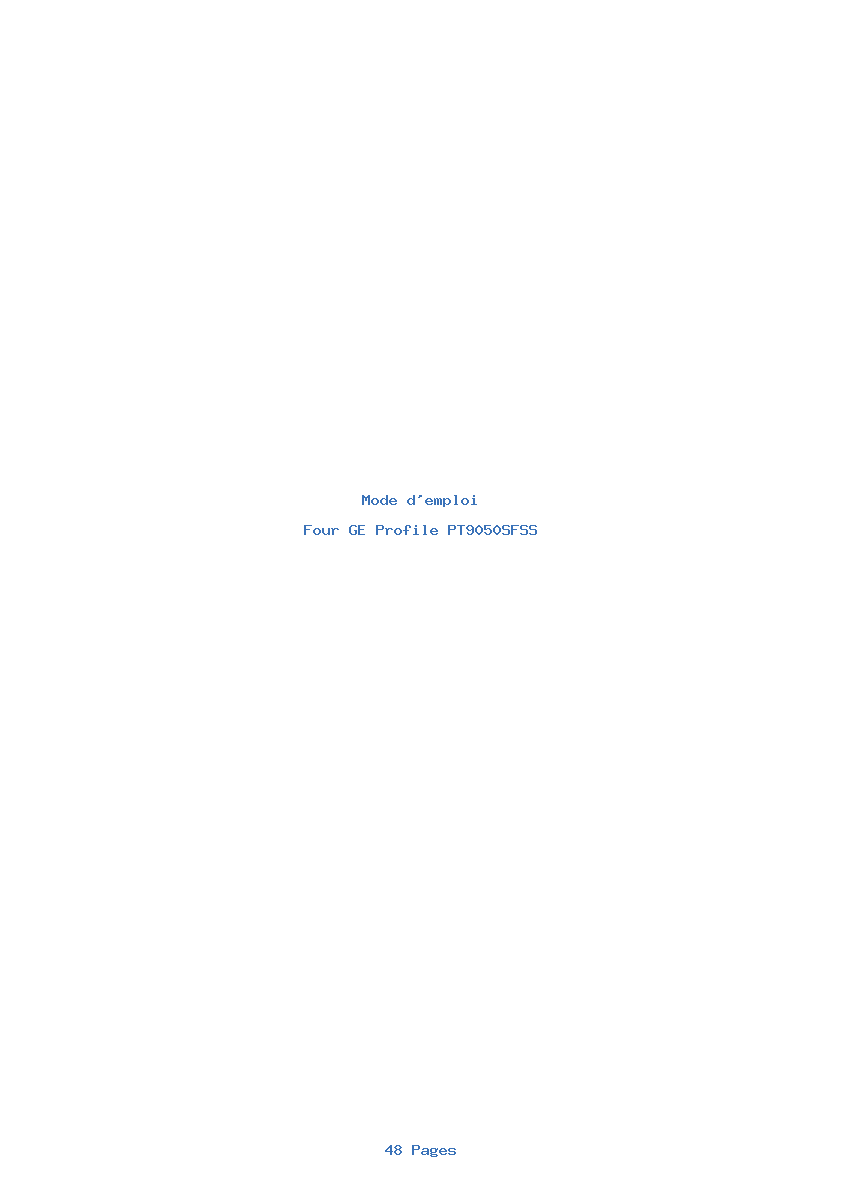 Page 1 de la notice Mode d'emploi GE Profile PT9050SFSS