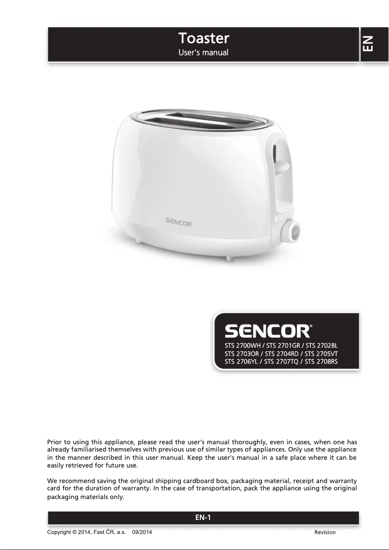 Page 1 de la notice Manuel utilisateur Sencor STS 2701GR