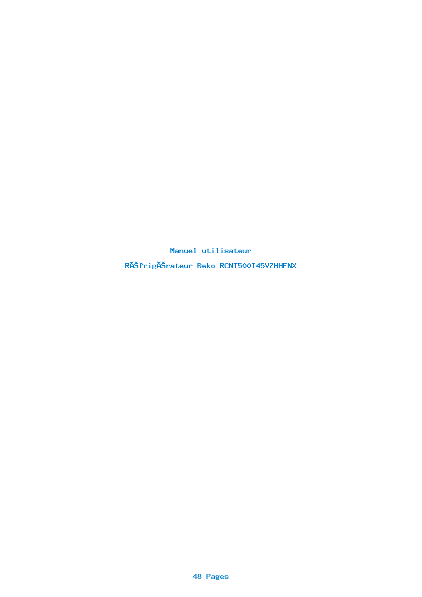 Page 1 de la notice Manuel utilisateur Beko RCNT500I45VZHHFNX