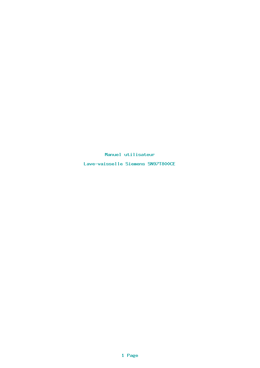Page 1 de la notice Manuel utilisateur Siemens SN97T800CE