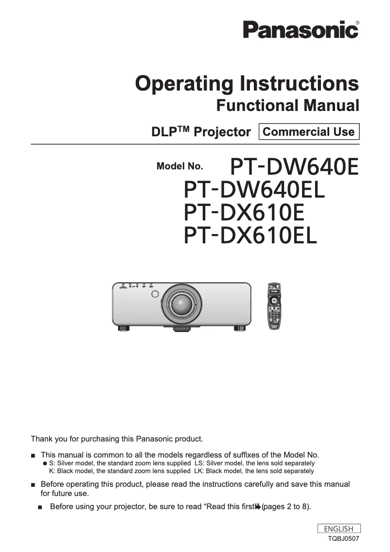 Página 1 del manual Manual de usuario Panasonic PT-DZ680