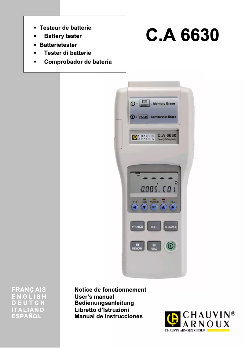 Página 1 del manual Manual de usuario Chauvin Arnoux C.A 6630