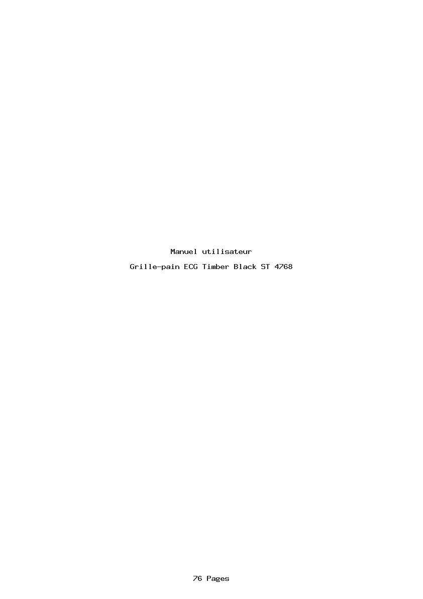 Page 1 de la notice Manuel utilisateur ECG Timber Black ST 4768