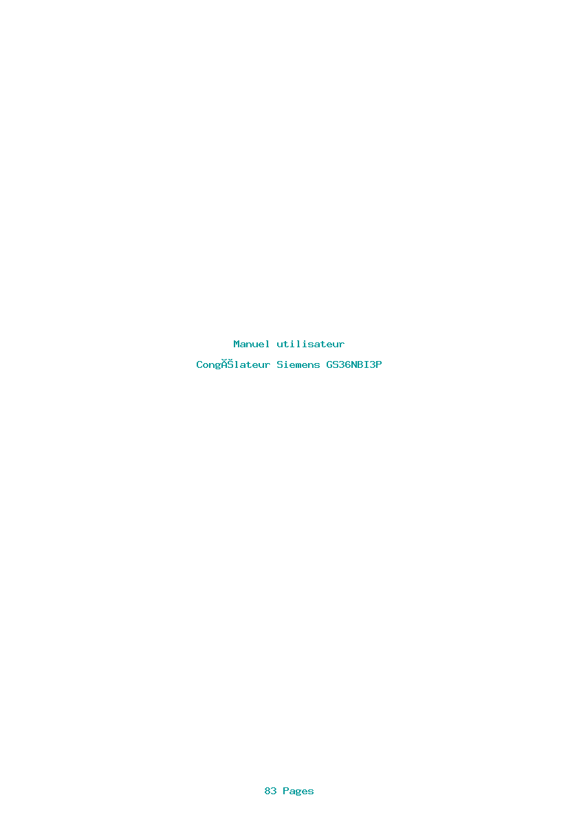 Page 1 de la notice Manuel utilisateur Siemens GS36NBI3P