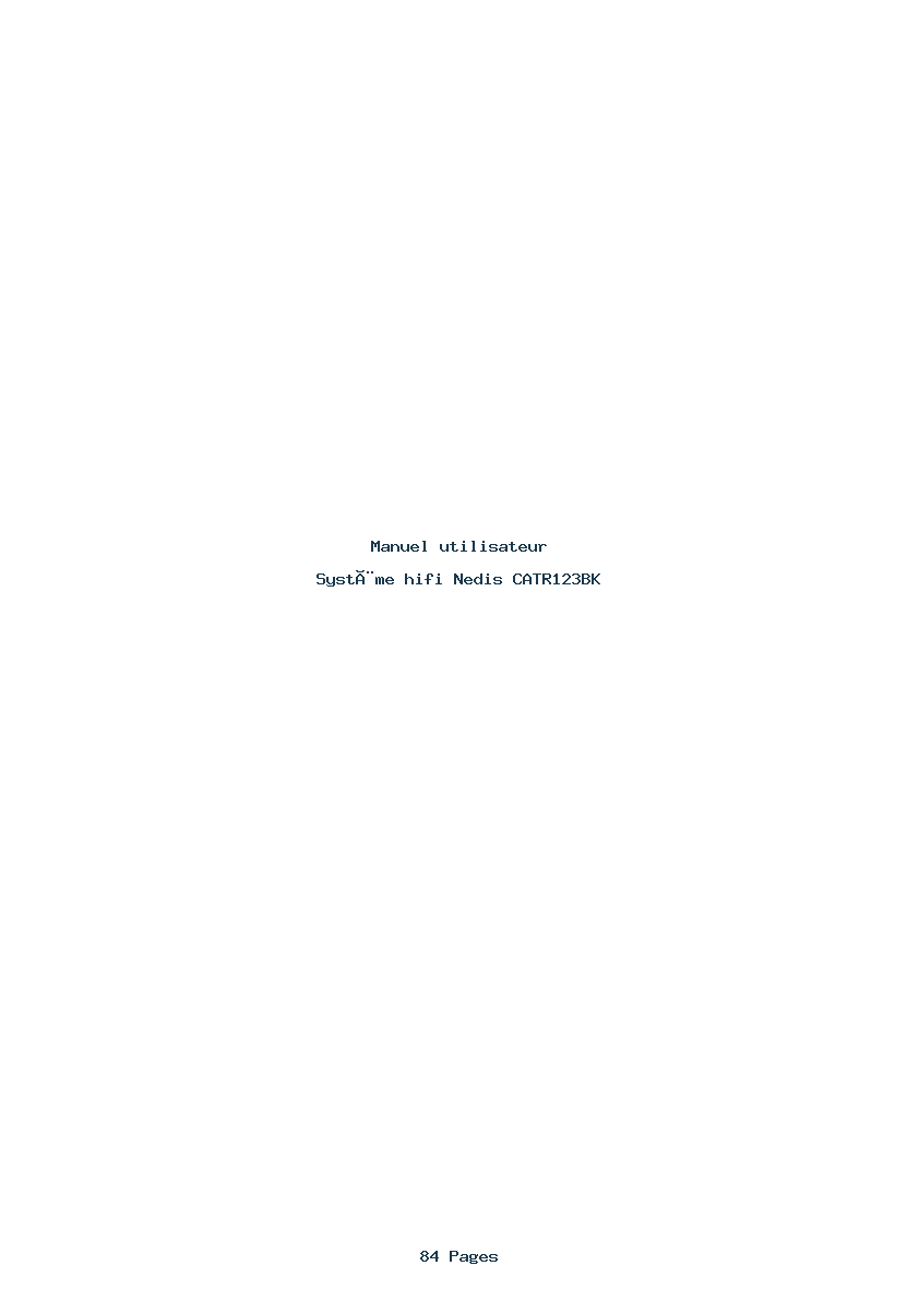 Page 1 de la notice Manuel utilisateur Nedis CATR123BK