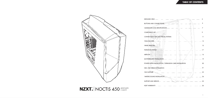 Page 1 de la notice Manuel utilisateur NZXT Noctis 450