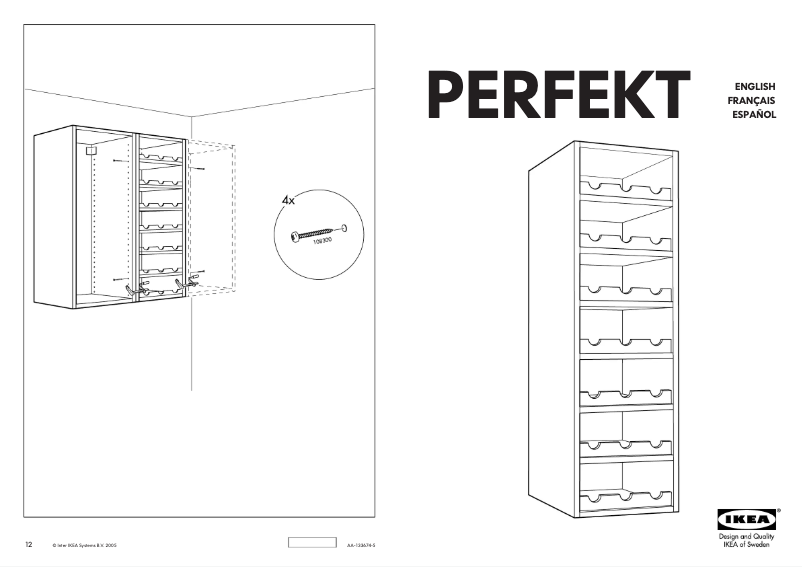 Page 1 de la notice Manuel utilisateur Ikea PERFEKT FAGERLAND