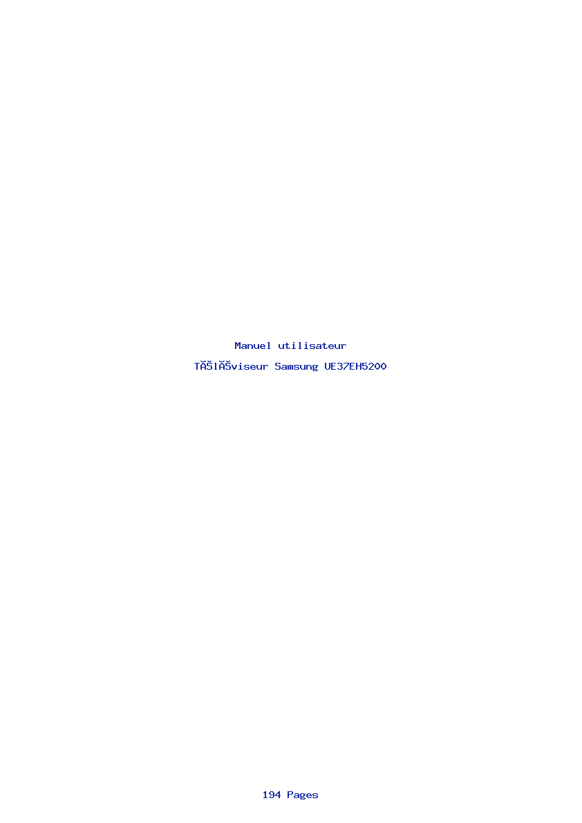 Page 1 de la notice Manuel utilisateur Samsung UE37EH5200