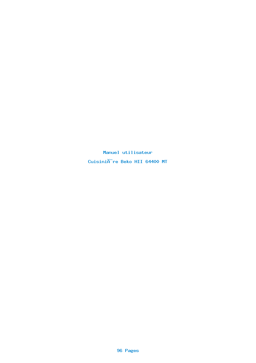 Page 1 de la notice Manuel utilisateur Beko HII 64400 MT
