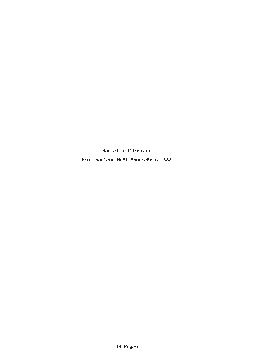 Page 1 de la notice Manuel utilisateur MoFi SourcePoint 888