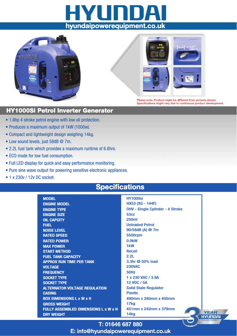 Page 1 of the manual User Manual Hyundai HY1000Si