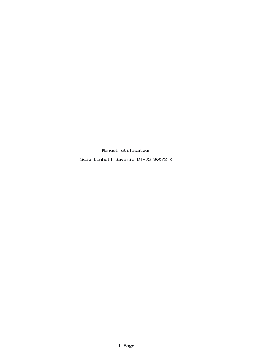 Page 1 de la notice Manuel utilisateur Einhell Bavaria BT-JS 800/2 K