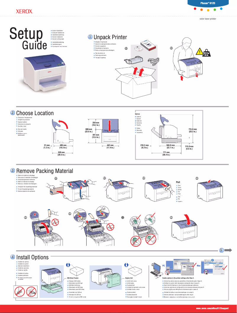 Page 1 de la notice Guide d'installation Xerox Phaser 6120