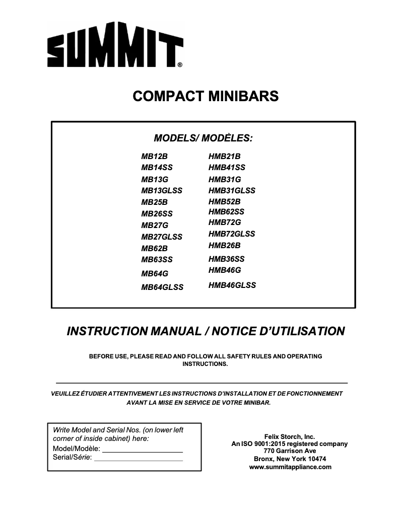 Page 1 de la notice Manuel utilisateur Summit MB12B