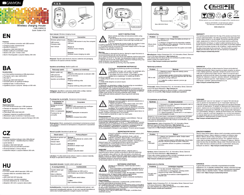 Page 1 de la notice Manuel utilisateur Canyon MW-19
