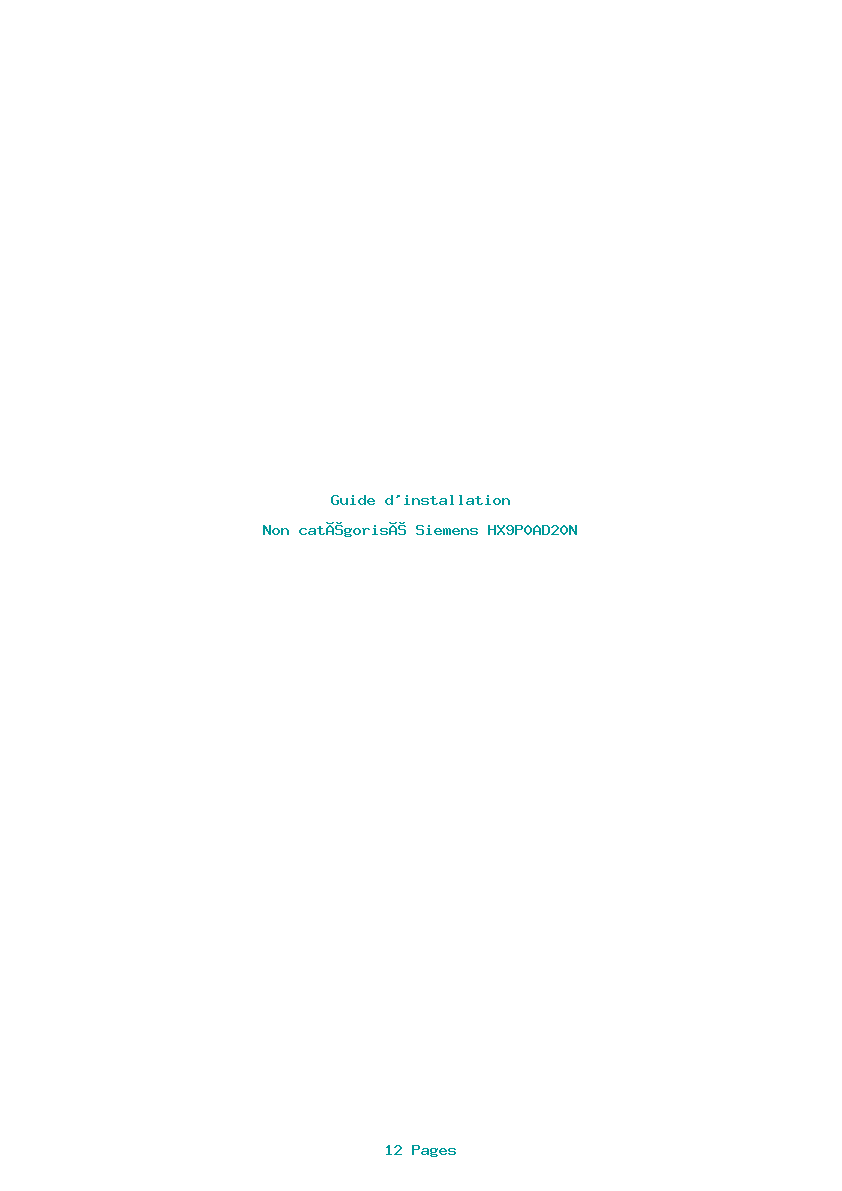 Page 1 de la notice Guide d'installation Siemens HX9P0AD20N