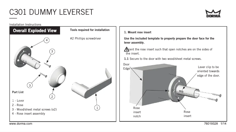 Page 1 de la notice Manuel utilisateur Dormakaba C300