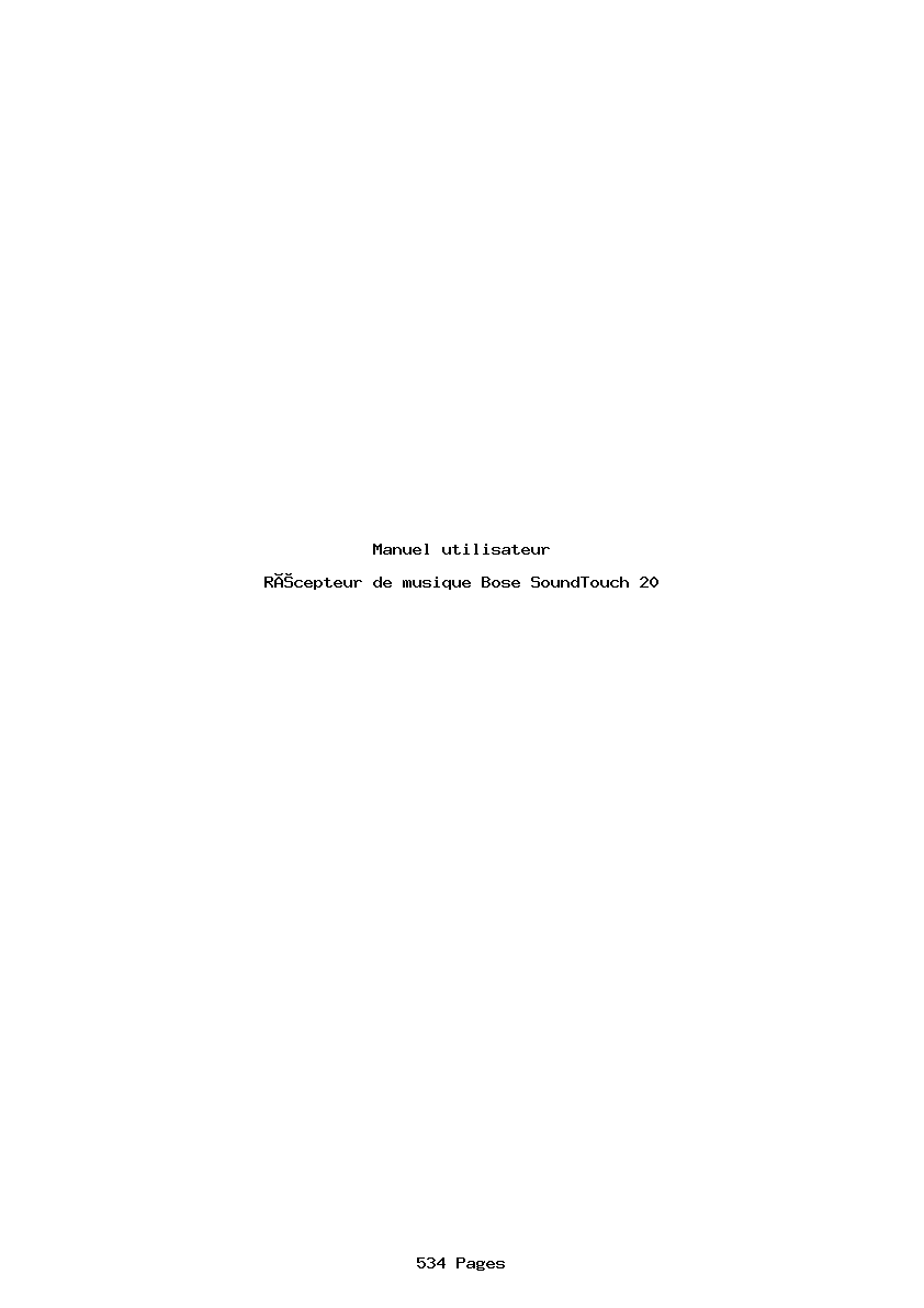 Page 1 de la notice Manuel utilisateur Bose SoundTouch 20