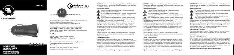 Page 1 de la notice Manuel utilisateur GoGen CHQ 27