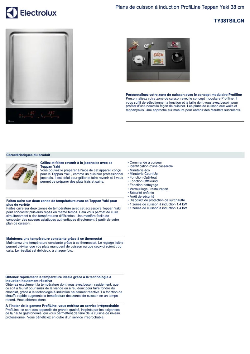 Página 1 del manual Ficha técnica Electrolux TY38TSILCN