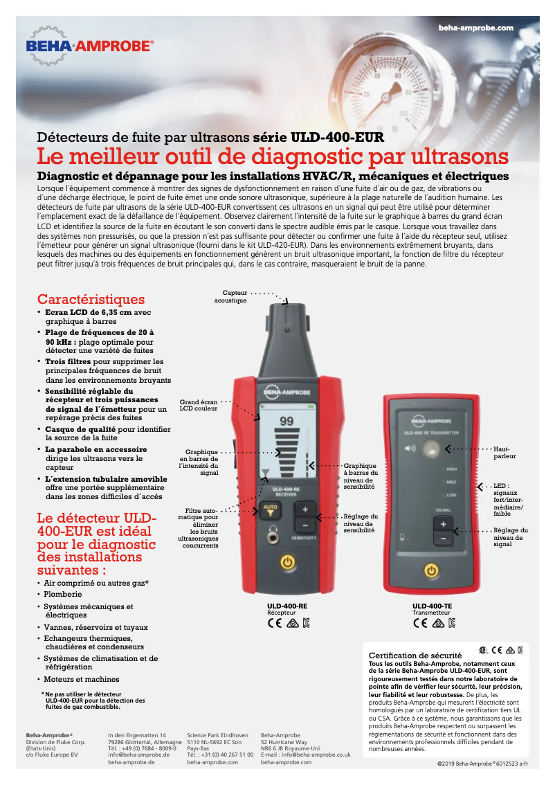 Page 1 of the manual Technical Sheet Beha-Amprobe ULD-410-EUR