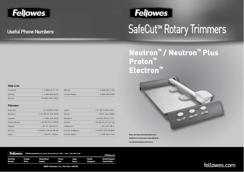 Page 1 de la notice Manuel utilisateur Fellowes Neutron