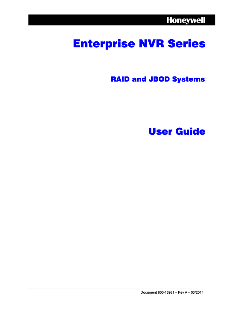Page 1 de la notice Manuel utilisateur Honeywell Enterprise HERC96T24S