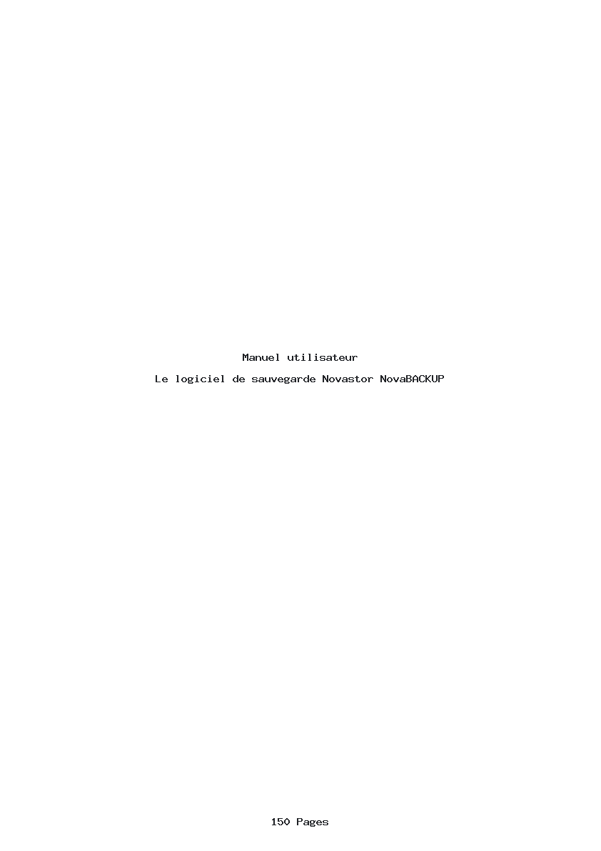 Page 1 de la notice Manuel utilisateur Novastor NovaBACKUP
