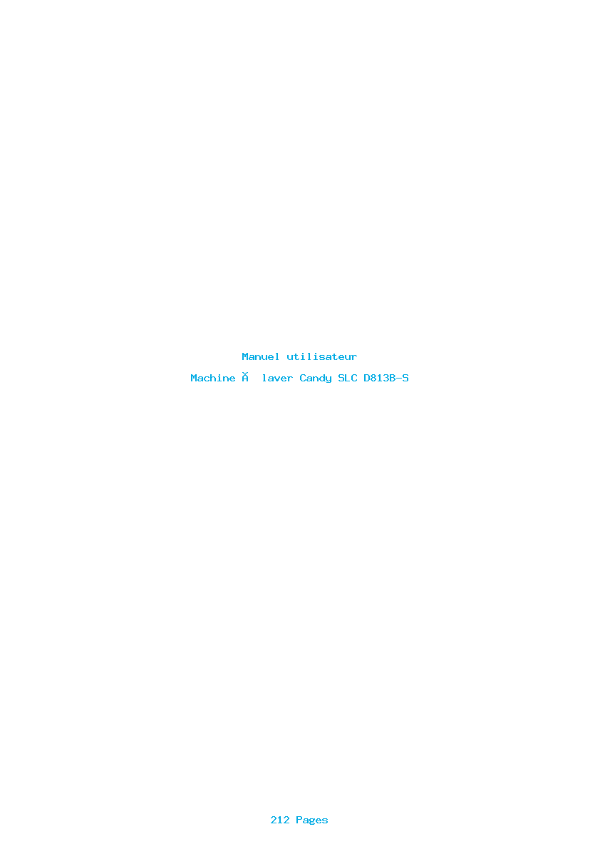 Page 1 de la notice Manuel utilisateur Candy SLC D813B-S