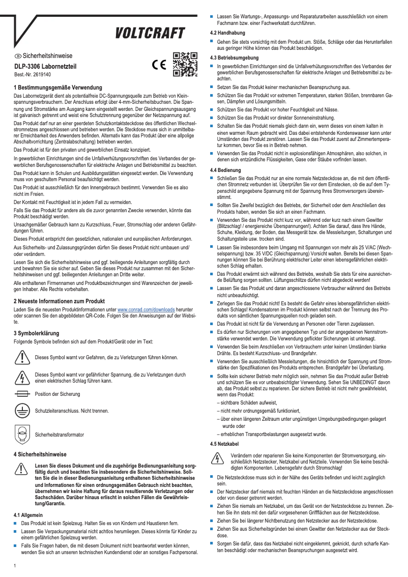 Page 1 de la notice Manuel utilisateur Voltcraft DLP-3306