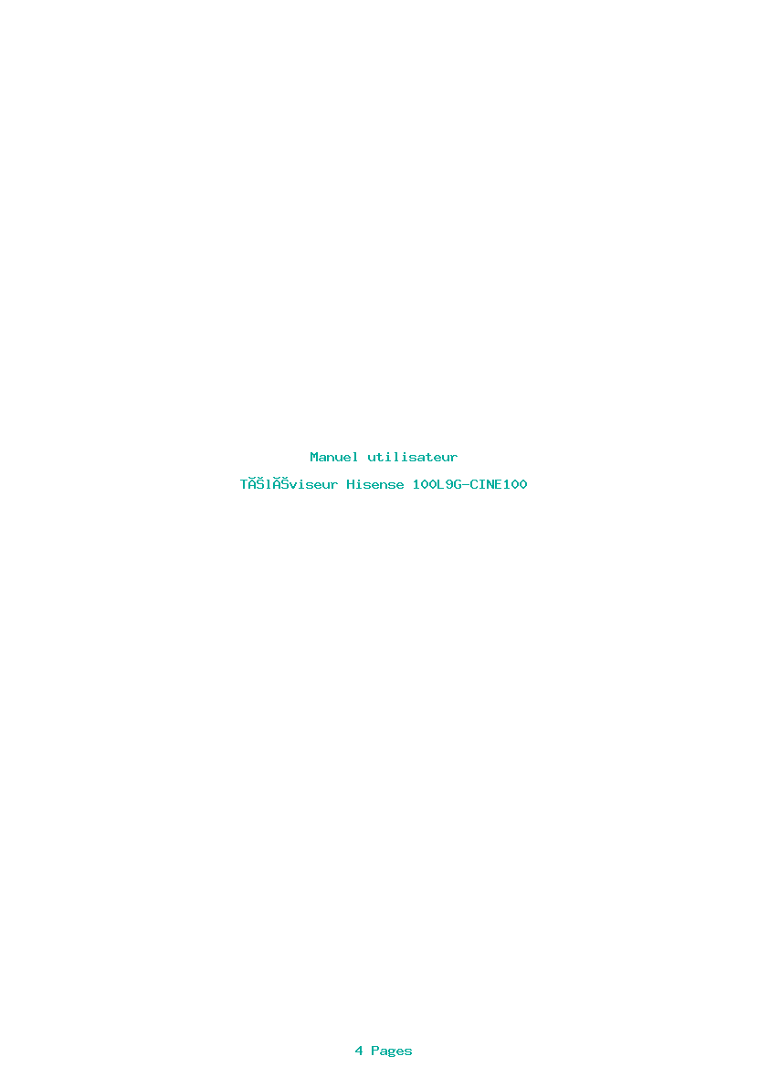 Page 1 de la notice Manuel utilisateur Hisense 100L9G-CINE100