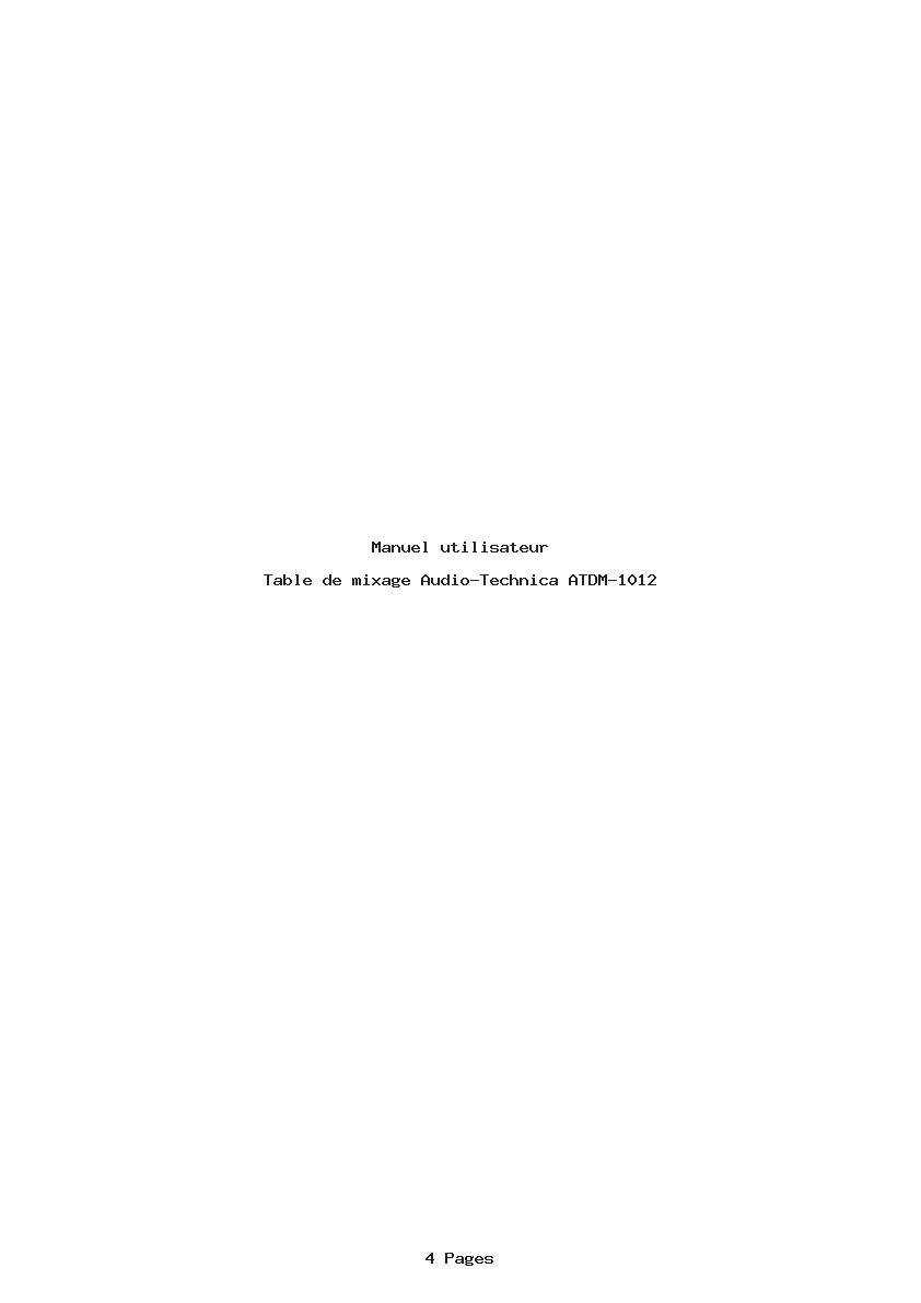 Page 1 de la notice Manuel utilisateur Audio-Technica ATDM-1012