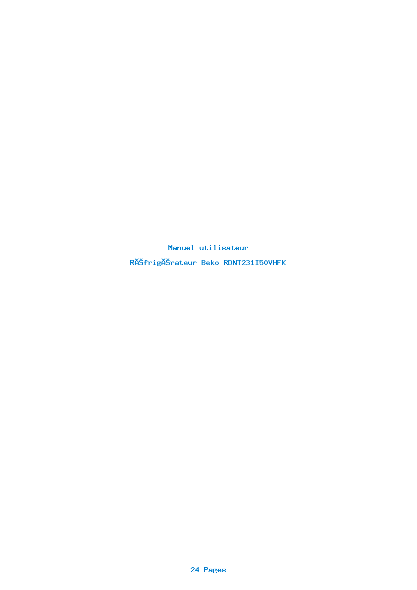 Page 1 de la notice Manuel utilisateur Beko RDNT231I50VHFK
