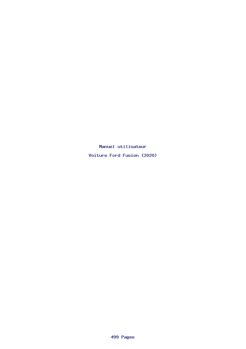 Page 1 de la notice Manuel utilisateur Ford Fusion (2020)