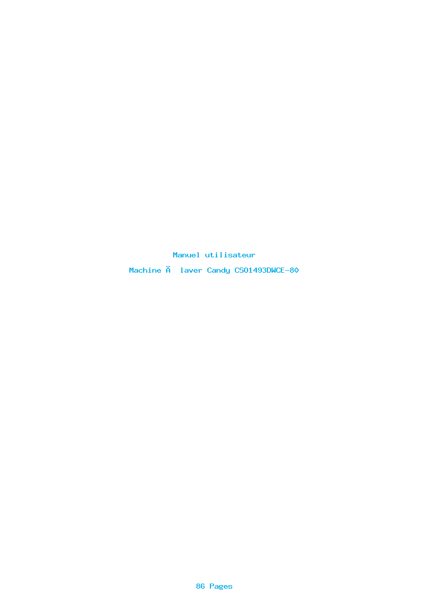 Page 1 de la notice Manuel utilisateur Candy CSO1493DWCE-80