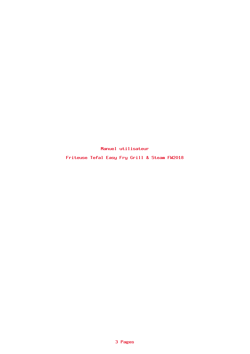 Page 1 de la notice Manuel utilisateur Tefal Easy Fry Grill & Steam FW2018