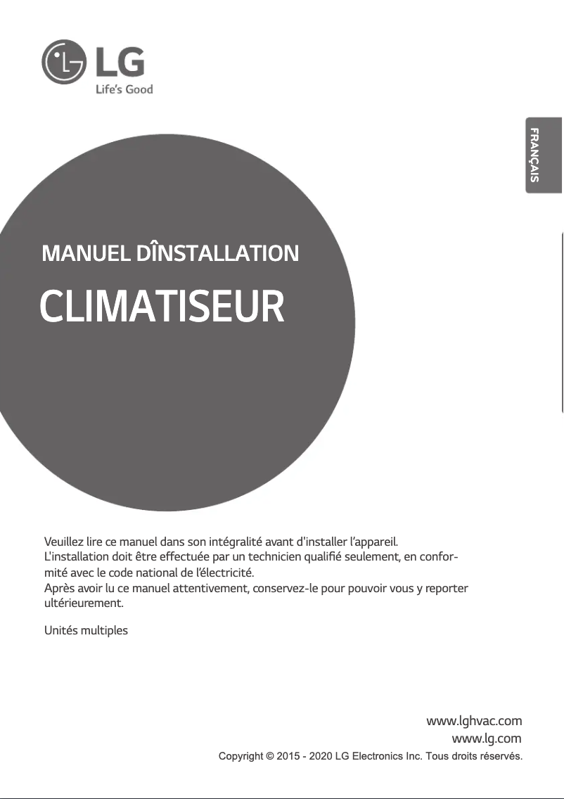 Page 1 de la notice Manuel utilisateur LG LMU180HV