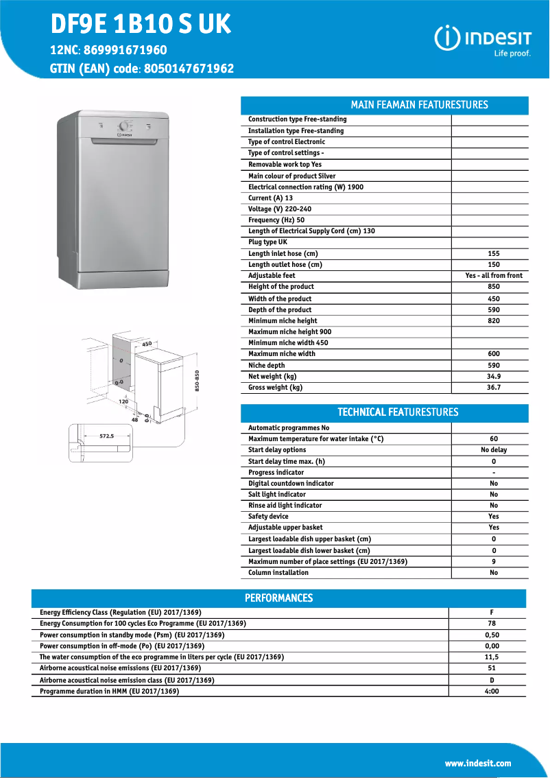 Image de la première page du manuel de l'appareil Slimline DF9E 1B10 S