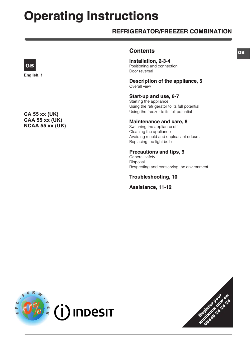 Página 1 del manual Etiqueta energética Indesit IBD 5517 W UK