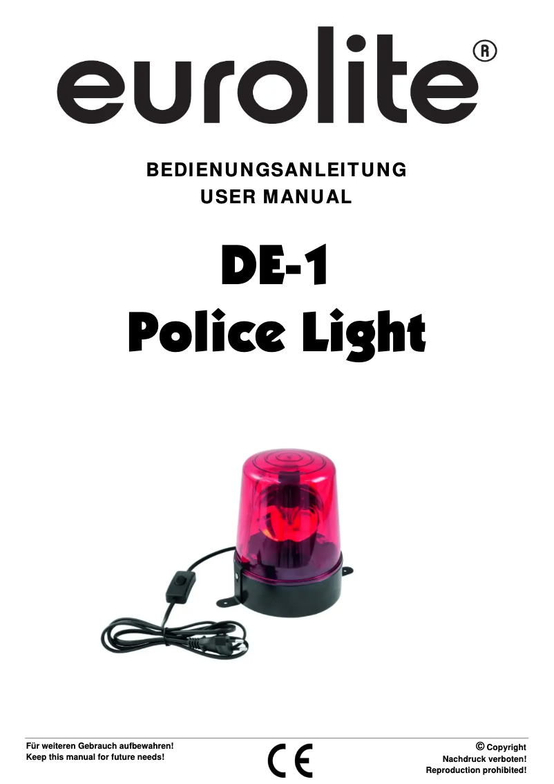 Page 1 de la notice Manuel utilisateur Eurolite DE-1