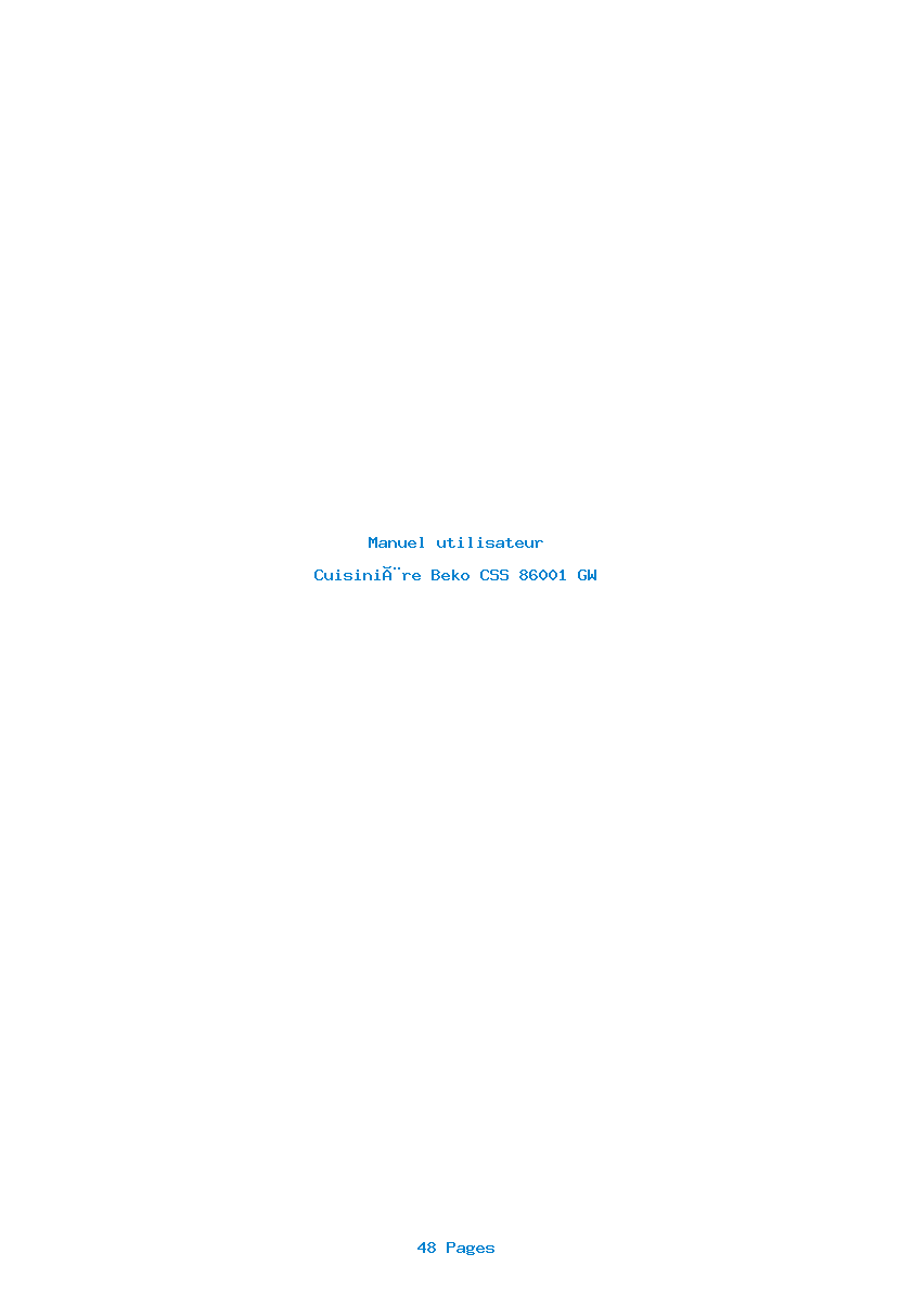 Page 1 de la notice Manuel utilisateur Beko CSS 86001 GW