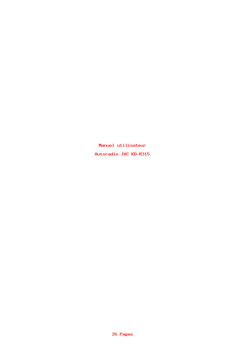 Page 1 de la notice Manuel utilisateur JVC KD-R315