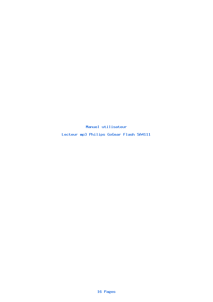 Page 1 de la notice Manuel utilisateur Philips GoGear Flash SA4111