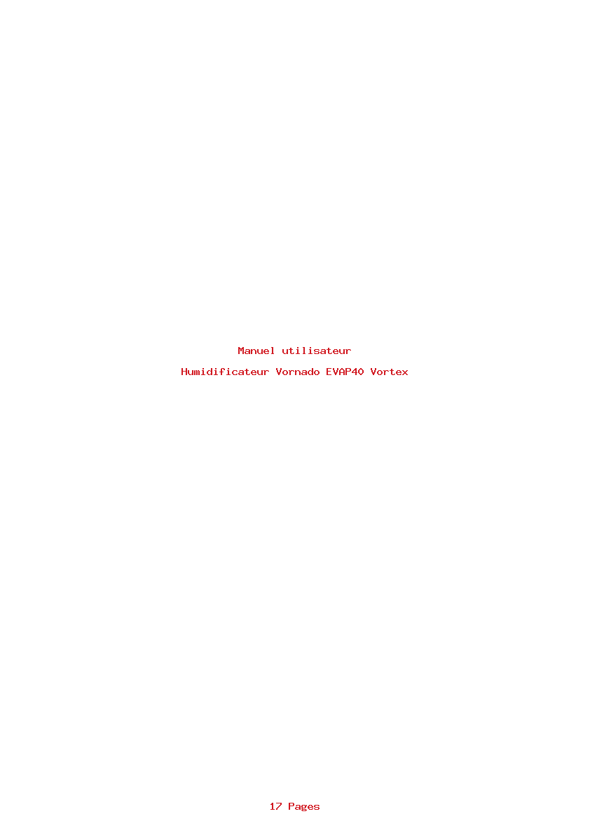 Page 1 de la notice Manuel utilisateur Vornado EVAP40 Vortex