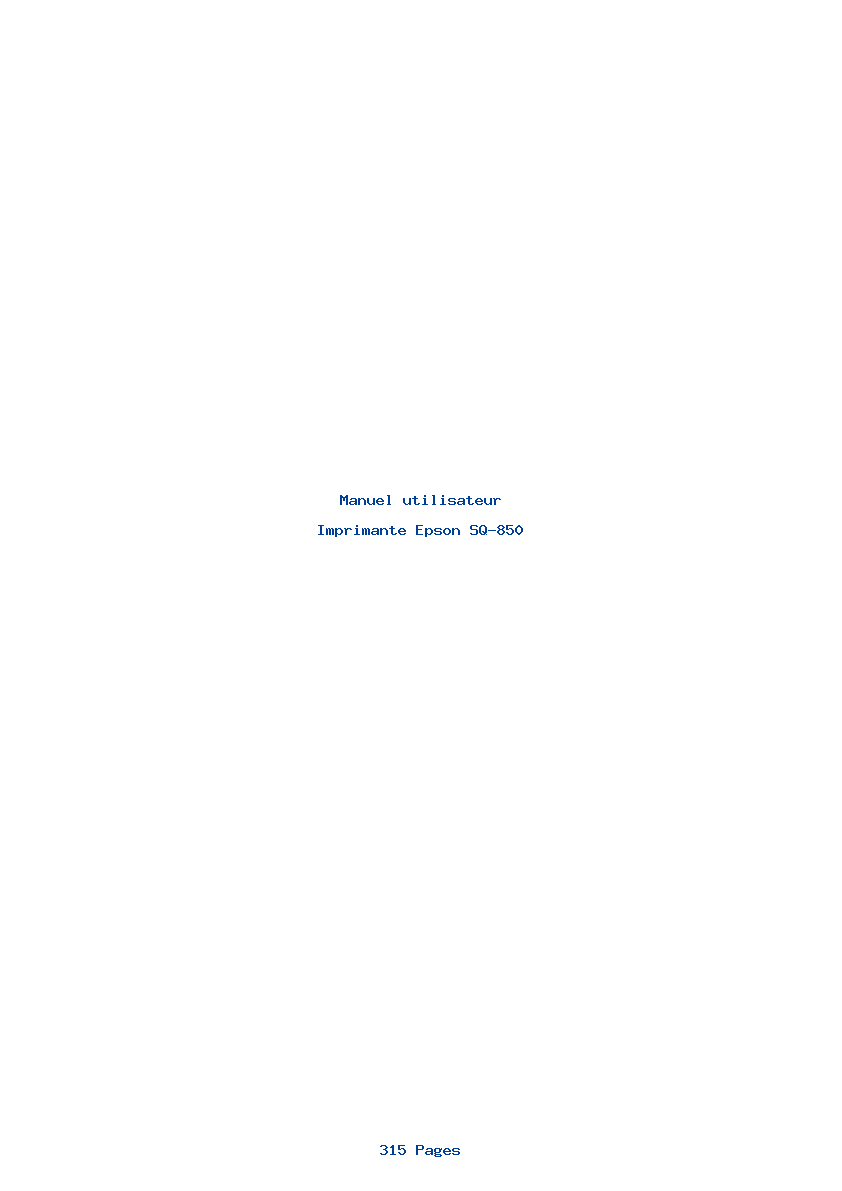 Page 1 de la notice Manuel utilisateur Epson SQ-850