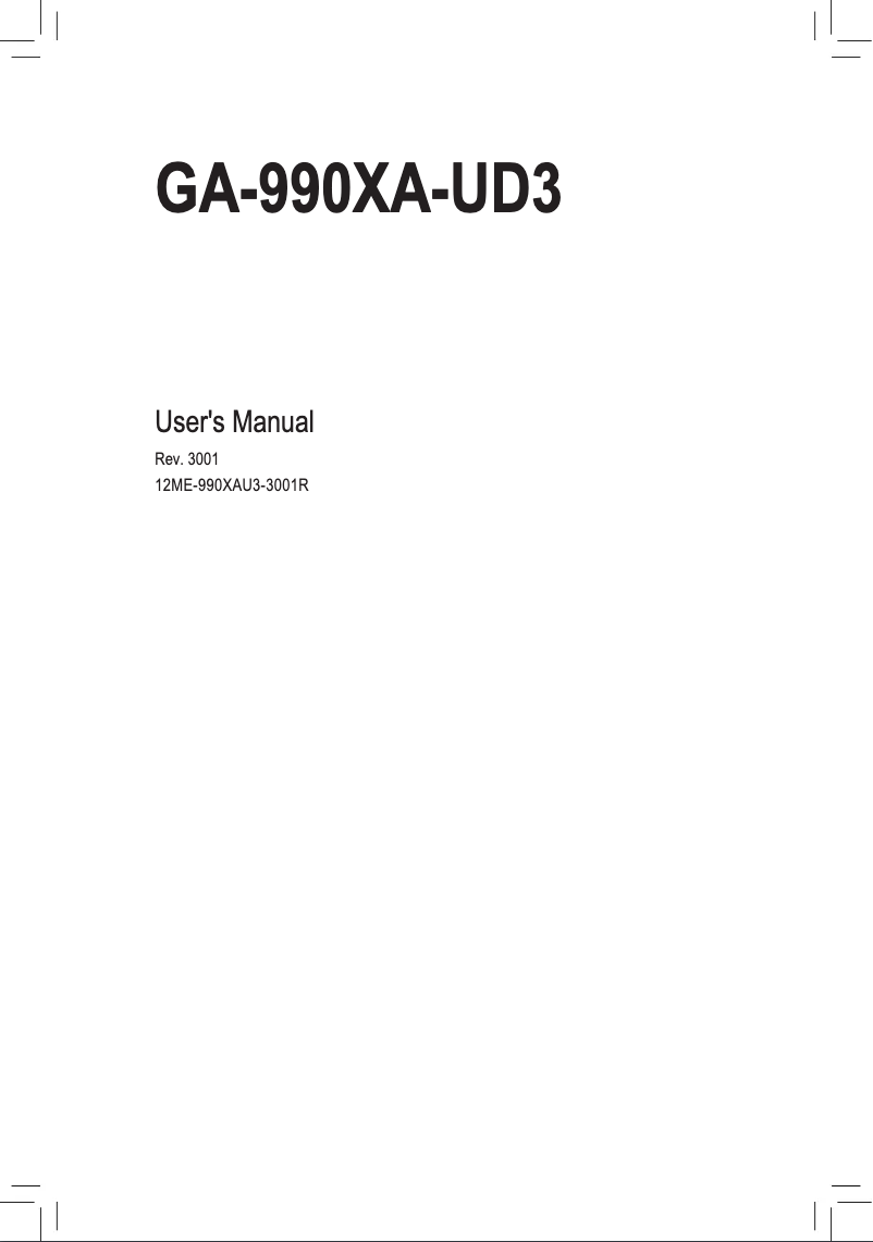 Page 1 de la notice Manuel utilisateur Gigabyte GA-990XA-UD3