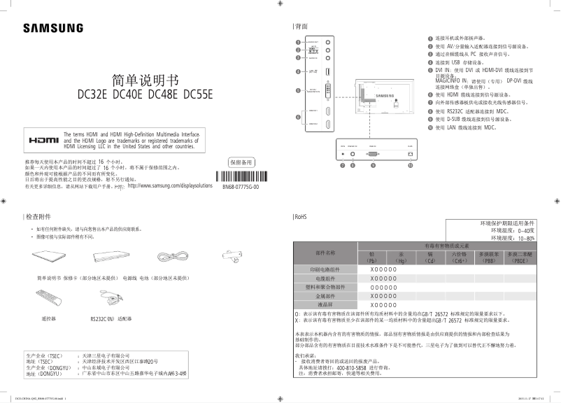 Página 1 del manual Guía de inicio rápido Samsung DC32E