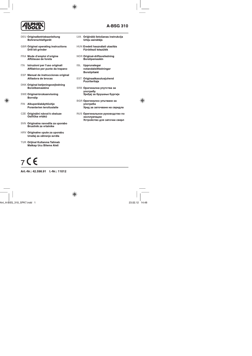 Page 1 de la notice Manuel utilisateur Alpha Tools A-BSG 310