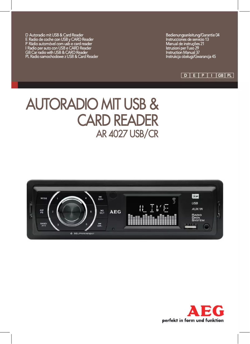 Page 1 de la notice Manuel utilisateur AEG AR 4027 USB