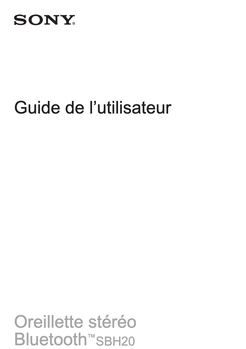 Page n°1 - Manuel utilisateur Sony SBH20